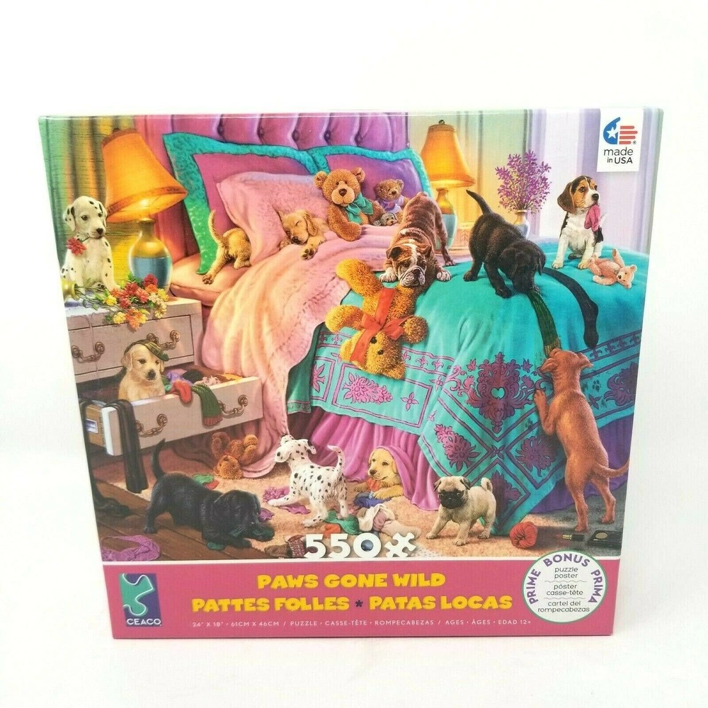 Ceaco Paws Gone Wild Naughty Puppies 550 Piece Jigsaw Puzzle Dogs